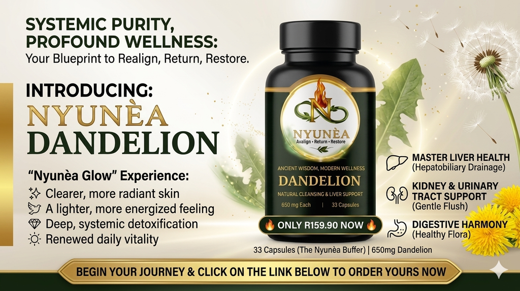 🌿 🌼 NYUNÈA®                                                         Dandelion -Herbal Detox & Liver Support-  (650mg / 33 Capsules)