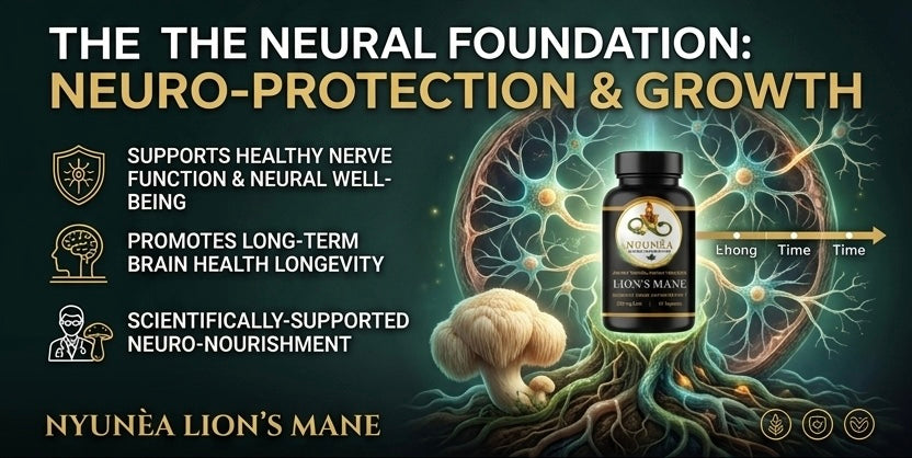 🍄‍🟫 NYUNÈA                                                                 Lion’s Mane -Cognitive & Nutritional Support- (500mg / 60 Capsules)