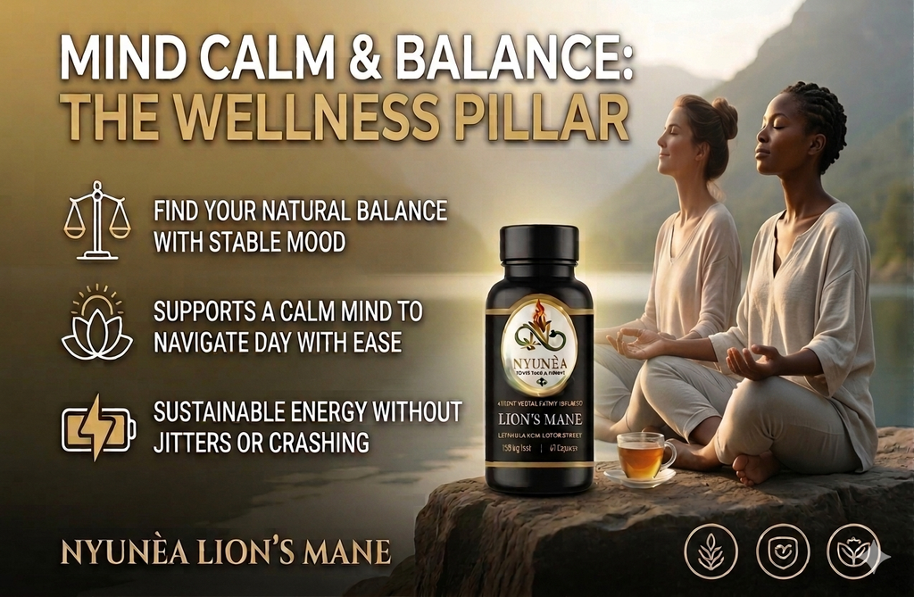 🍄‍🟫 NYUNÈA                                                                 Lion’s Mane -Cognitive & Nutritional Support- (500mg / 60 Capsules)