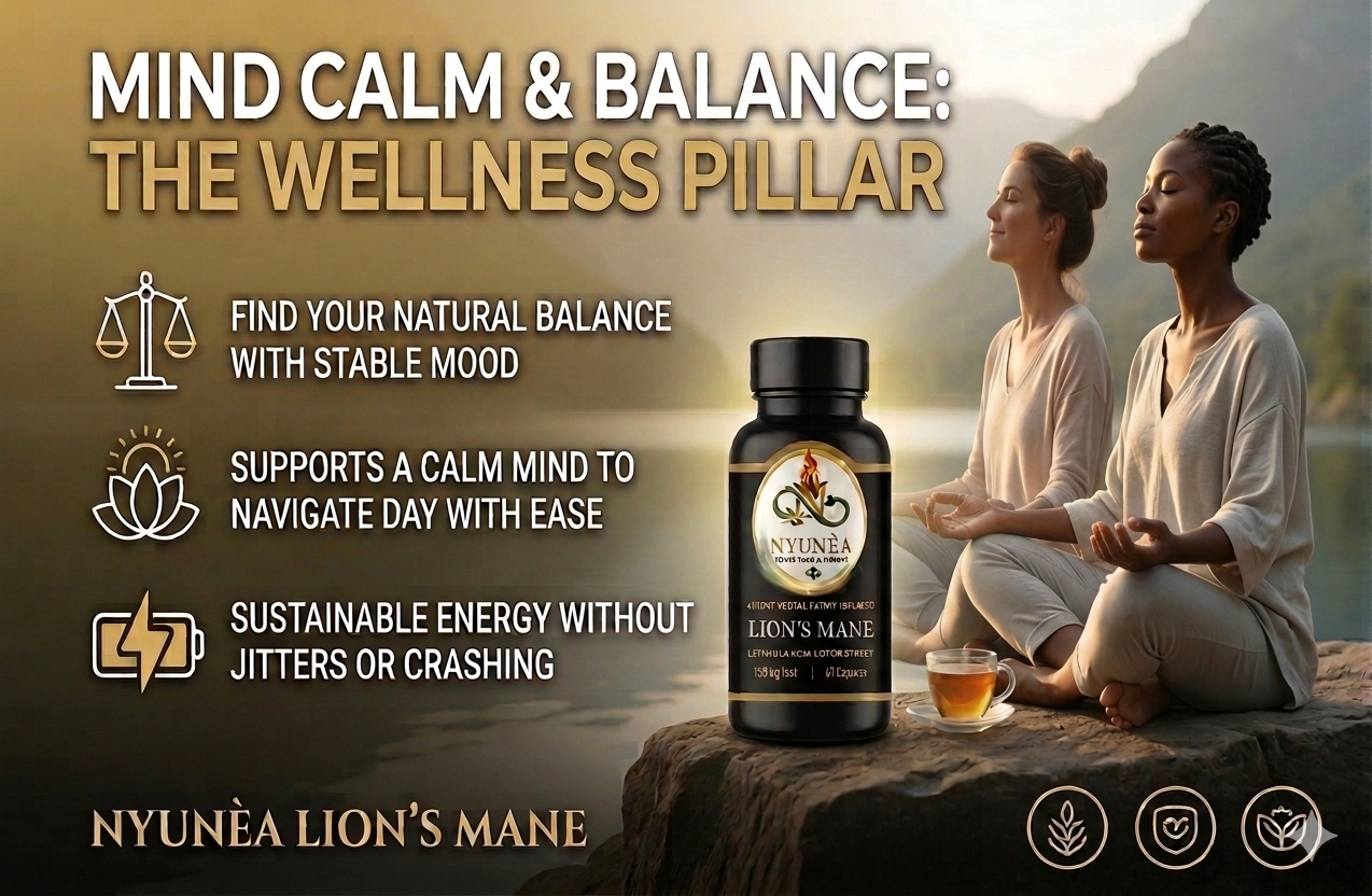 🍄‍🟫 NYUNÈA                                                                 Lion’s Mane -Cognitive & Nutritional Support- (500mg / 60 Capsules)