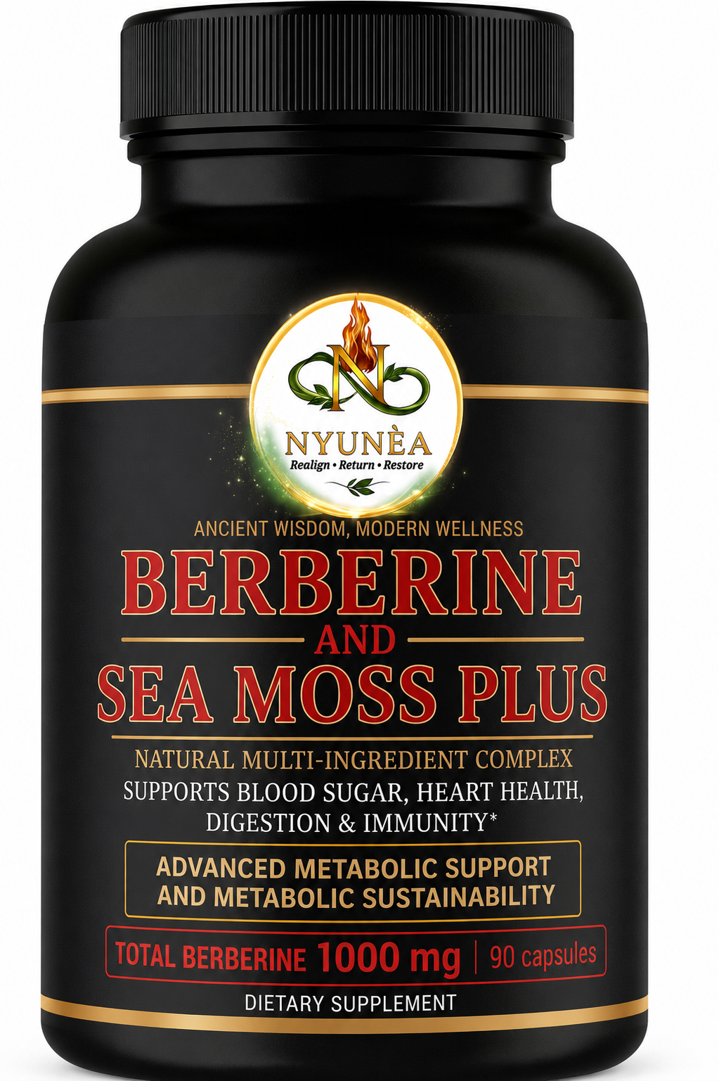 BERBERINE AND SEA MOSS PLUS | 650mg Advanced Metabolic & Cellular Support (60 Capsules)