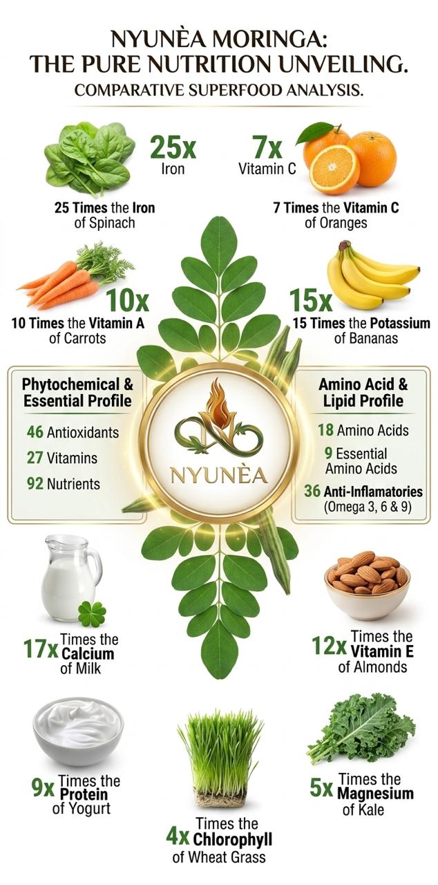 🌿 NYUNÈA®                                                       Moringa Leaf (Miracle Tree)                                 -Immune Booster- (500mg / 60 Capsules)