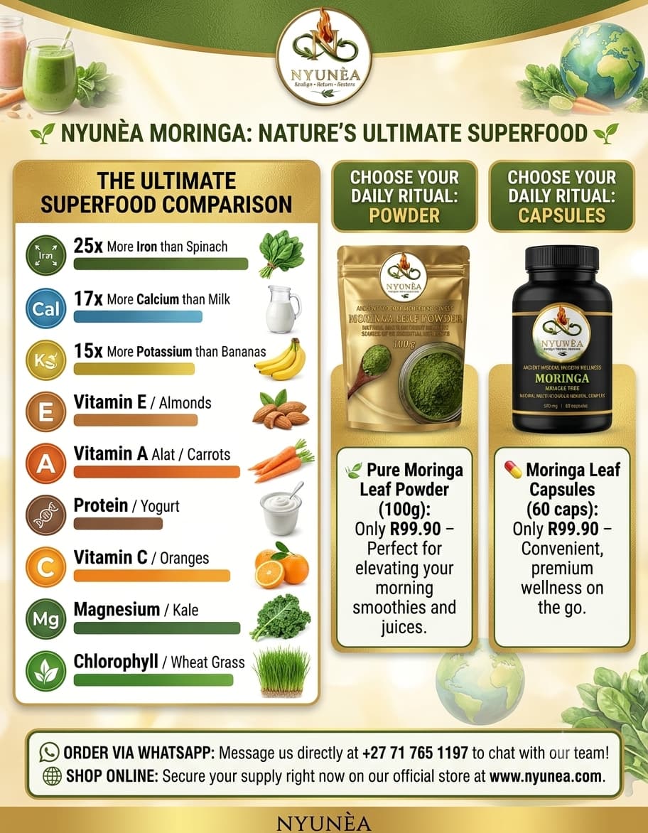 🌿 NYUNÈA®                                                       Moringa Leaf (Miracle Tree)                                 -Immune Booster- (500mg / 60 Capsules)